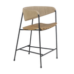 Stool with Teak Seat and Rush Weaving Backrest