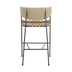 Stool with Teak Seat and Rush Weaving Backrest