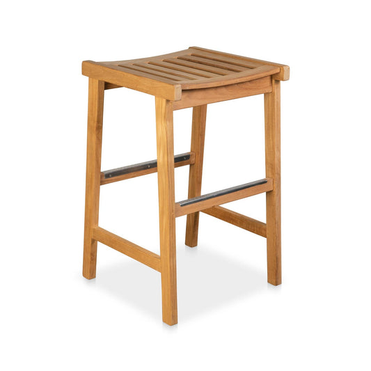 Backless Teak Outdoor Bar Stool