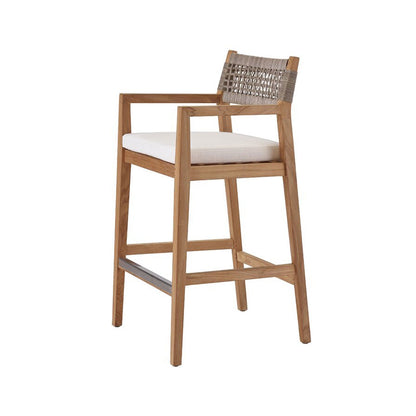Upholstered Teak Outdoor Bar Stool