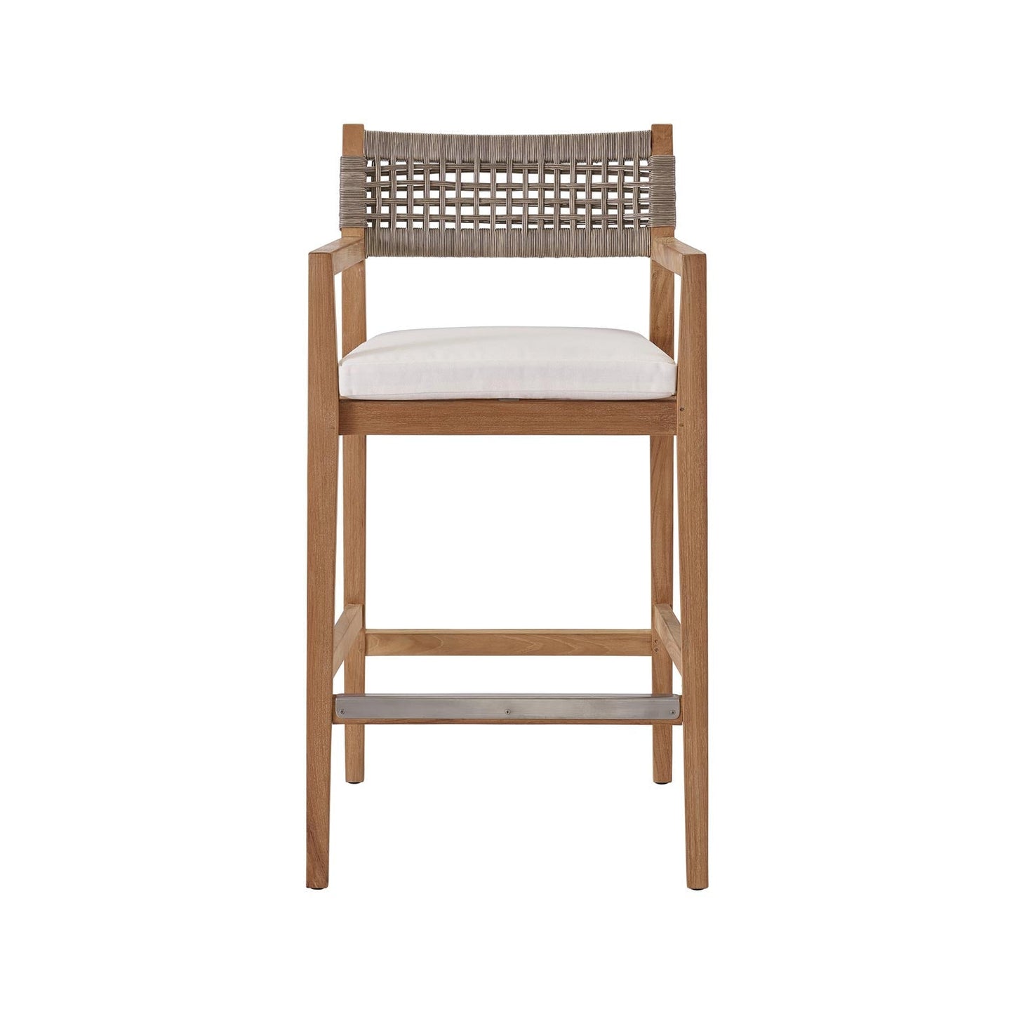Upholstered Teak Outdoor Bar Stool