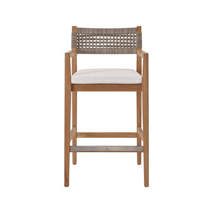 Upholstered Teak Outdoor Bar Stool
