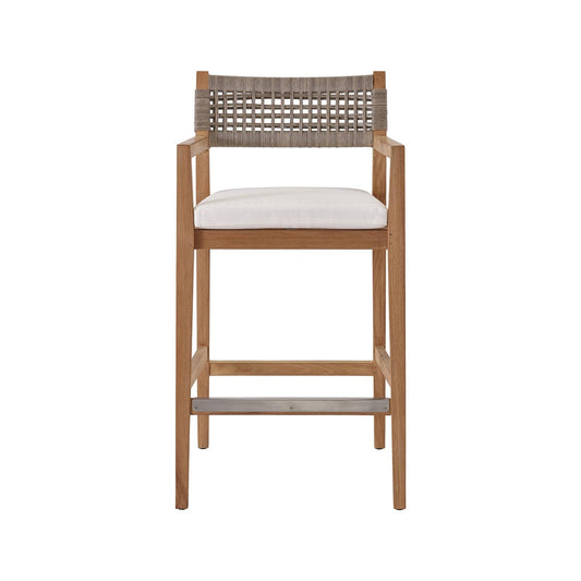 Upholstered Teak Outdoor Bar Stool