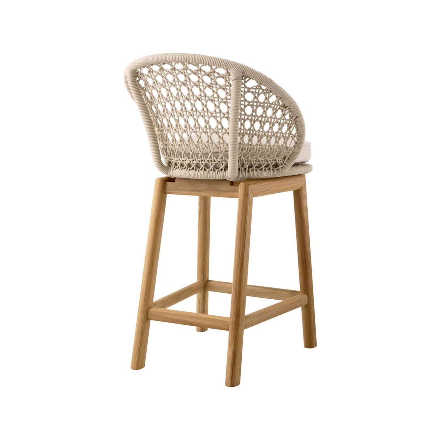 Upholstered Armless Teak Outdoor Bar Stool