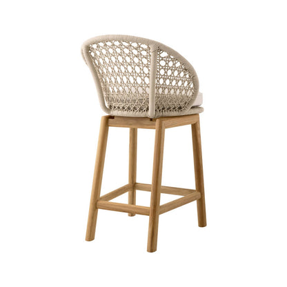 Upholstered Armless Teak Outdoor Bar Stool