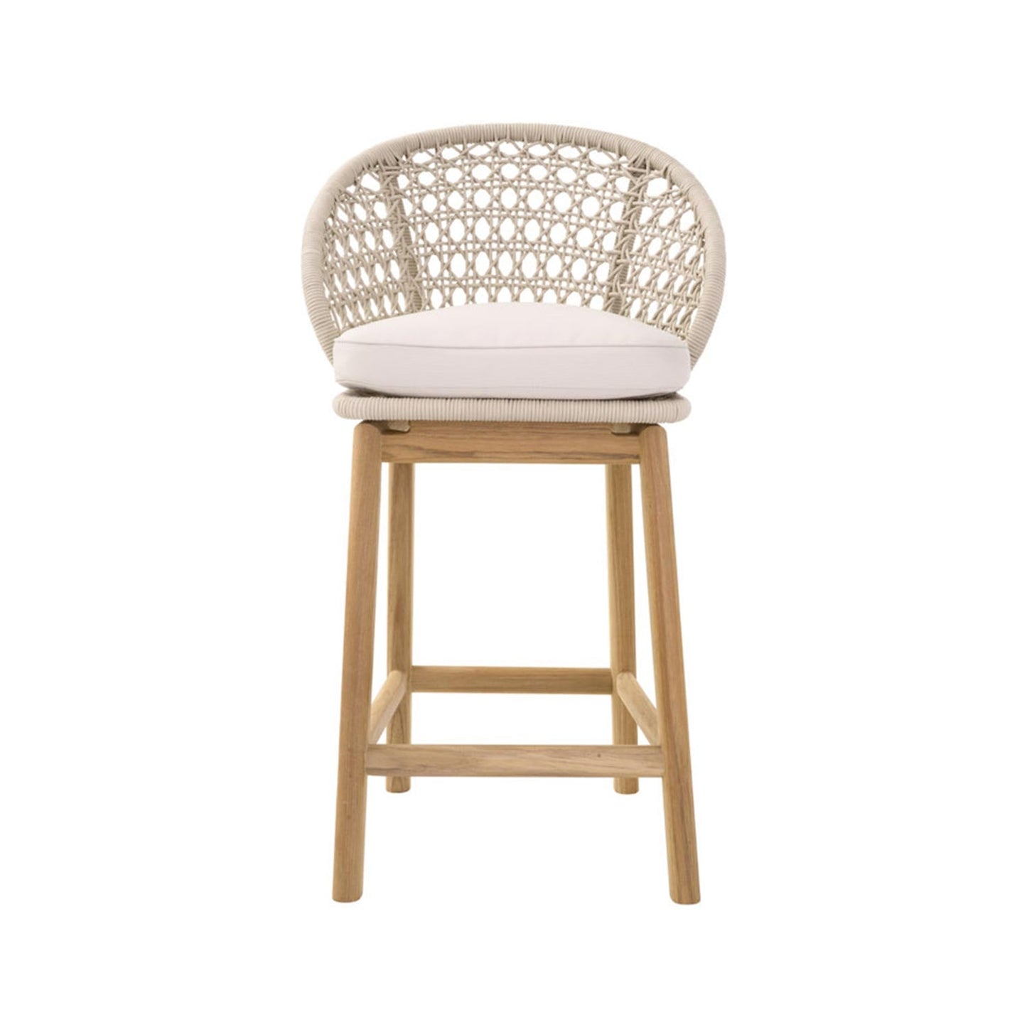 Upholstered Armless Teak Outdoor Bar Stool
