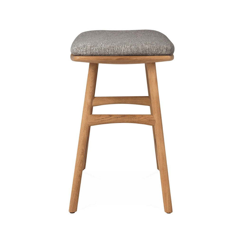 Upholstered Backless Teak Outdoor Bar and Counter Stool