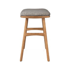 Upholstered Backless Teak Outdoor Bar and Counter Stool
