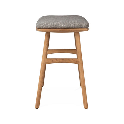 Upholstered Backless Teak Outdoor Bar and Counter Stool