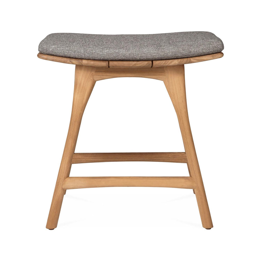 Upholstered Backless Teak Outdoor Bar and Counter Stool