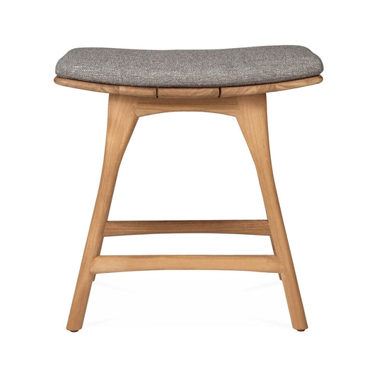 Upholstered Backless Teak Outdoor Bar and Counter Stool