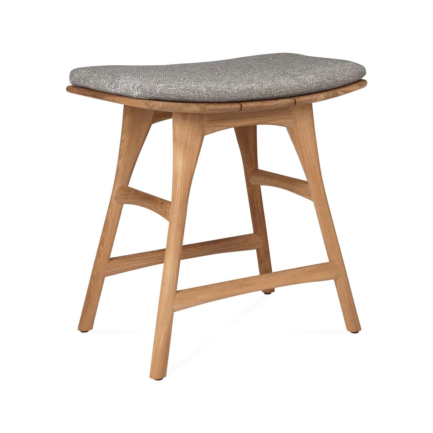 Upholstered Backless Teak Outdoor Bar and Counter Stool
