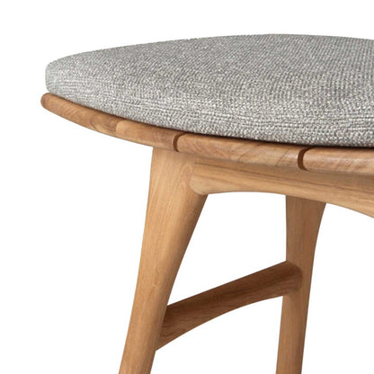 Upholstered Backless Teak Outdoor Bar and Counter Stool