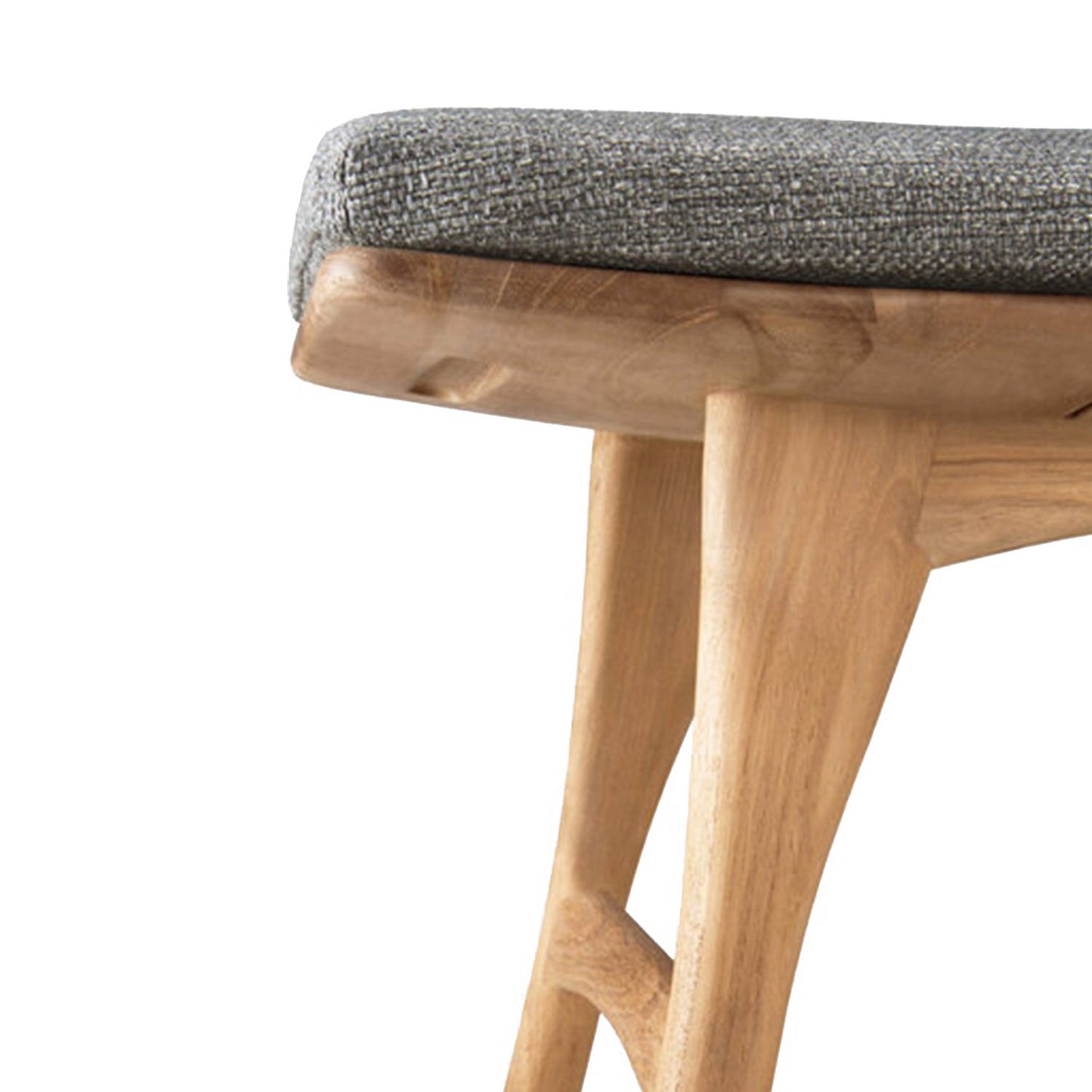 Upholstered Backless Teak Outdoor Bar and Counter Stool