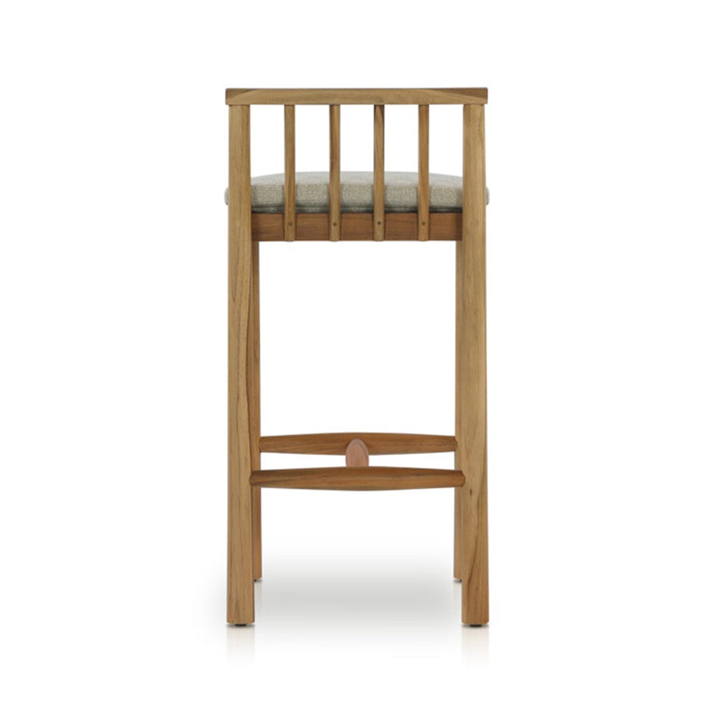 Upholstered Armless Teak Outdoor Bar Stool