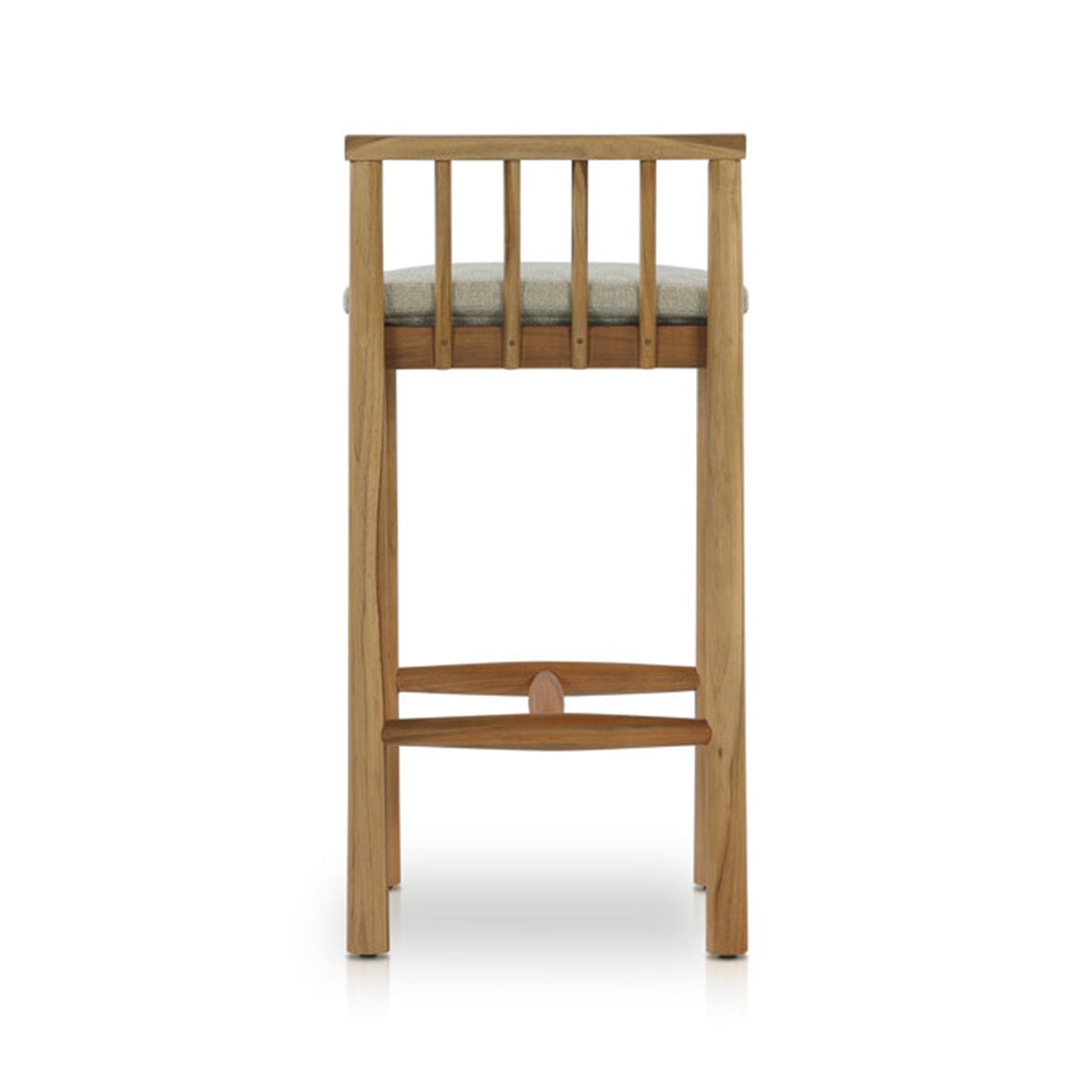 Upholstered Armless Teak Outdoor Bar Stool
