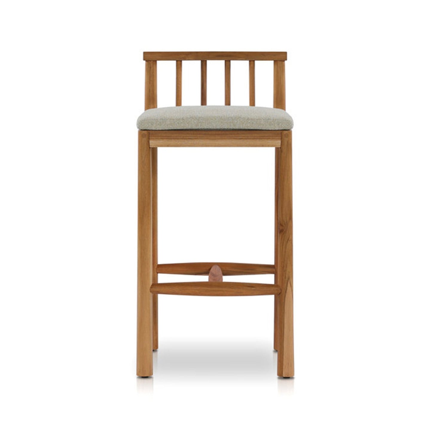 Upholstered Armless Teak Outdoor Bar Stool