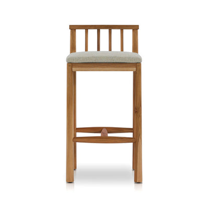 Upholstered Armless Teak Outdoor Bar Stool