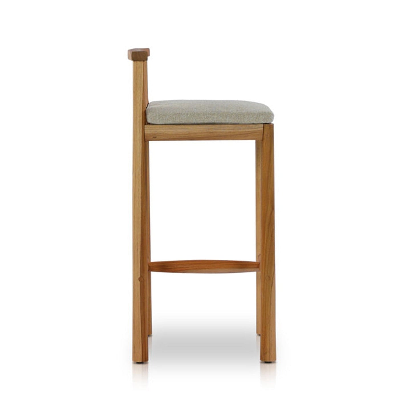 Upholstered Armless Teak Outdoor Bar Stool