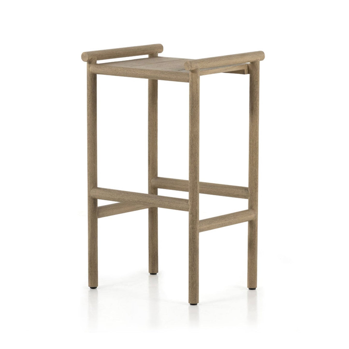 Upholstered Backless Teak Outdoor Bar Stool