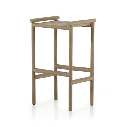 Upholstered Backless Teak Outdoor Bar Stool