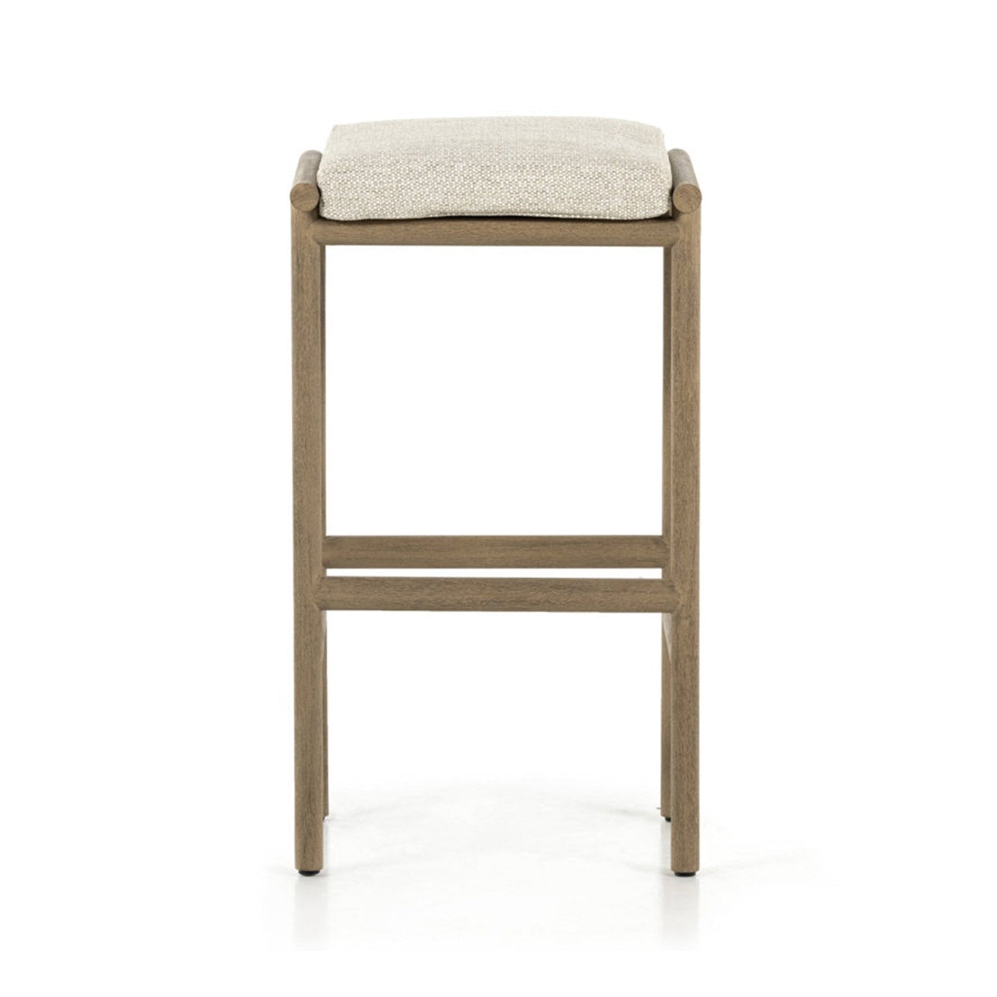 Upholstered Backless Teak Outdoor Bar Stool