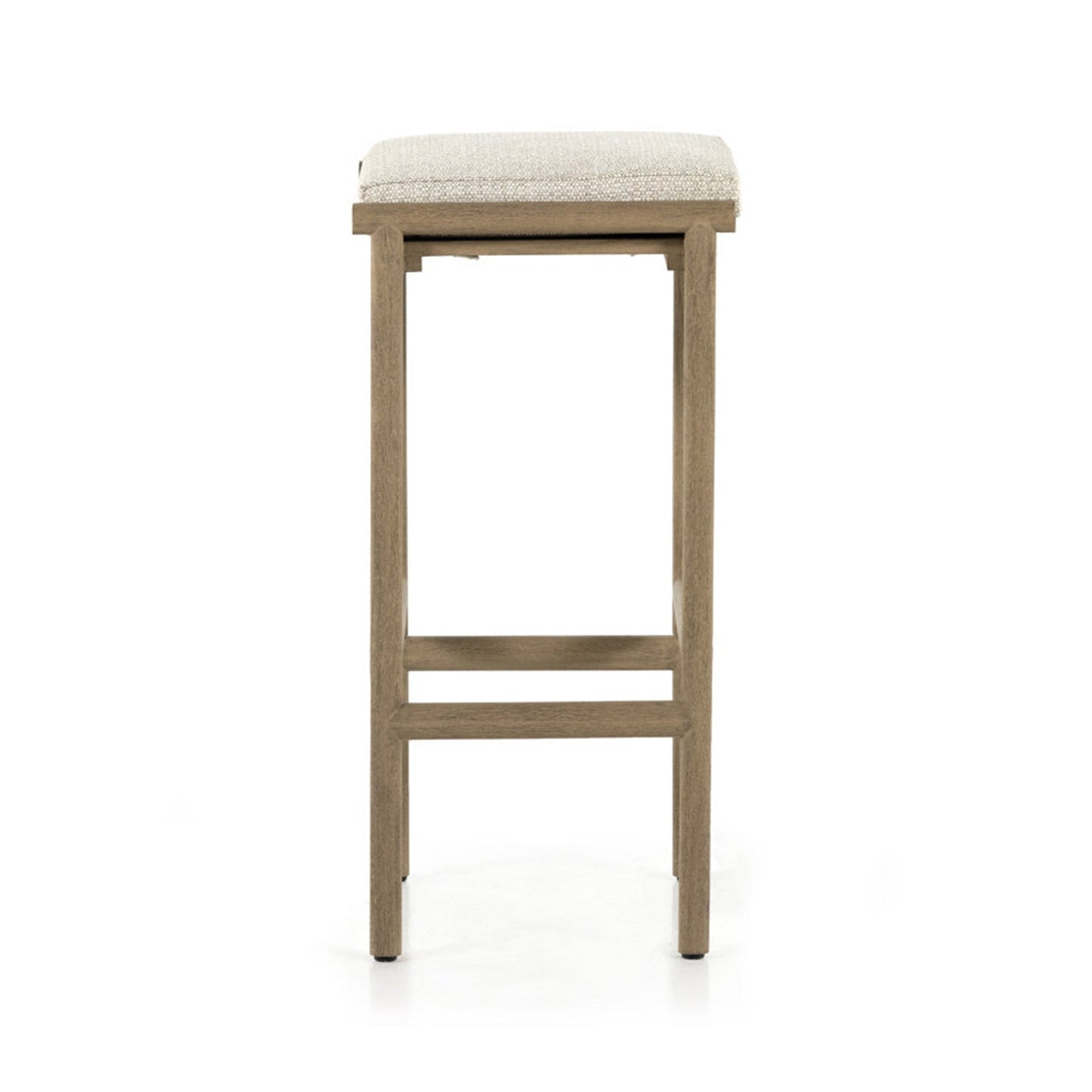 Upholstered Backless Teak Outdoor Bar Stool