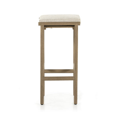 Upholstered Backless Teak Outdoor Bar Stool