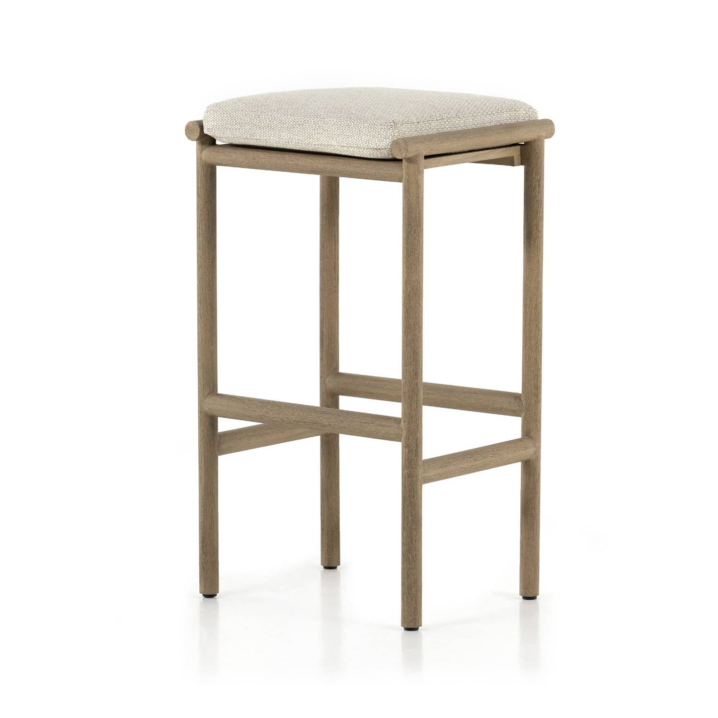 Upholstered Backless Teak Outdoor Bar Stool
