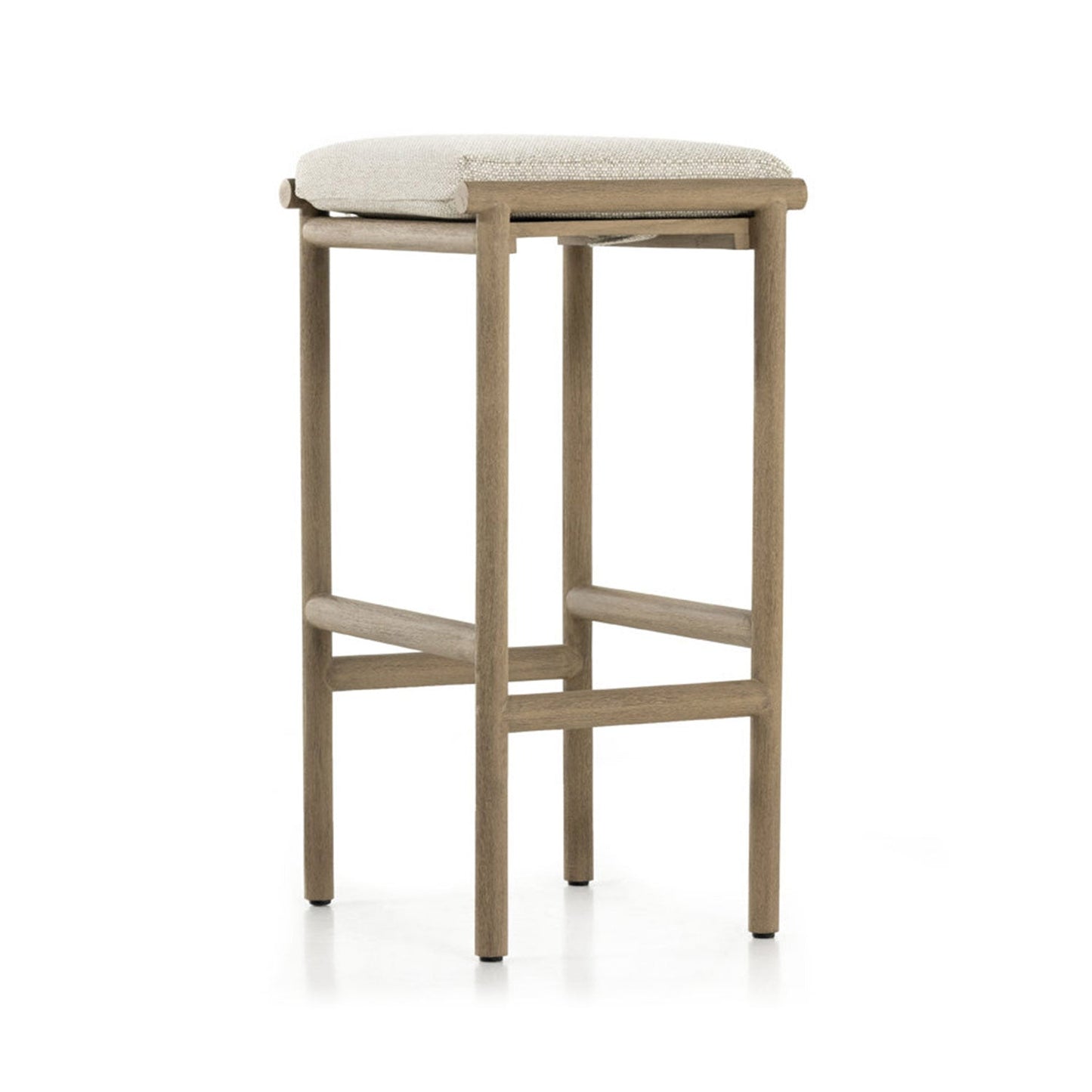 Upholstered Backless Teak Outdoor Bar Stool