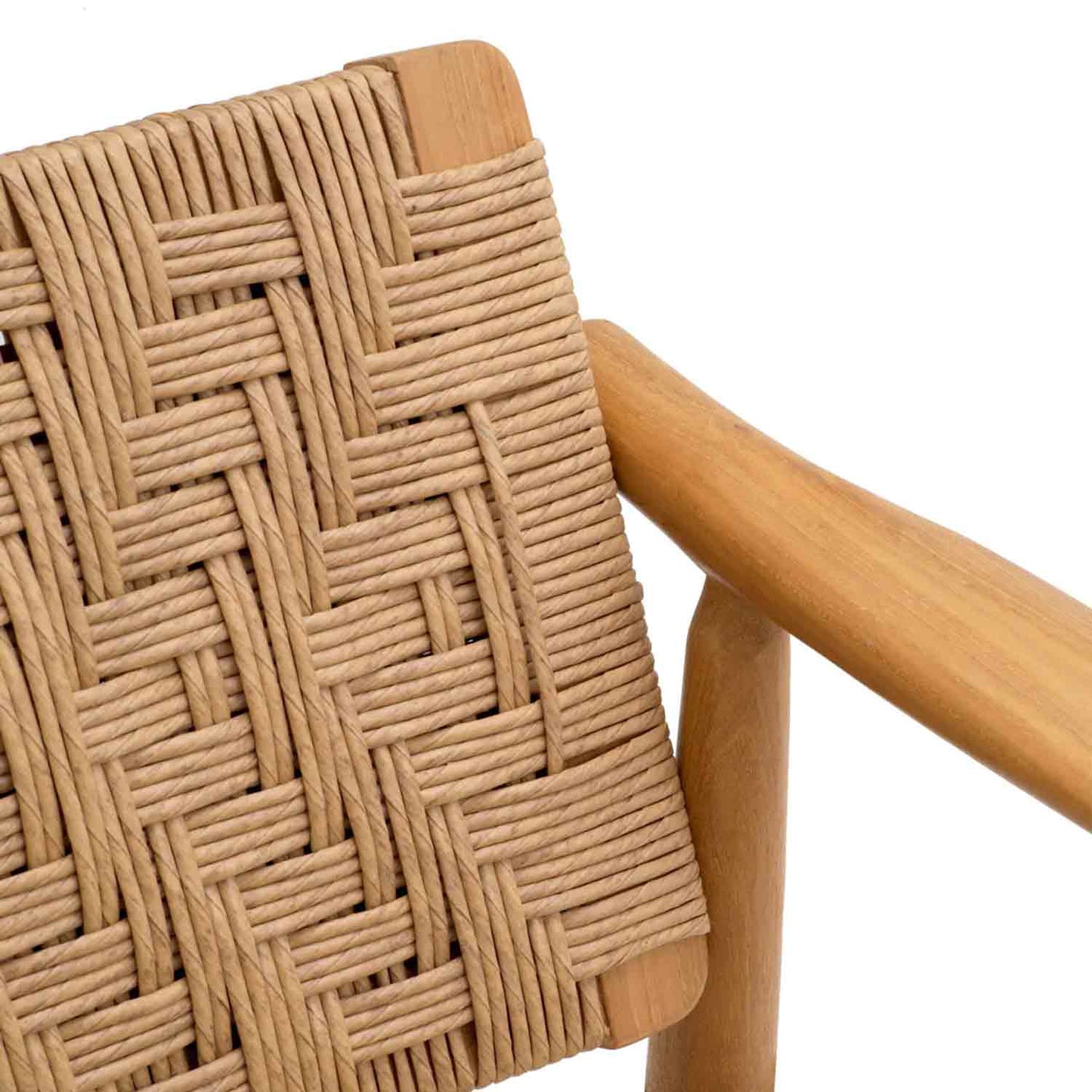 Teak Woven Rope Outdoor Dining Chair with Cushion