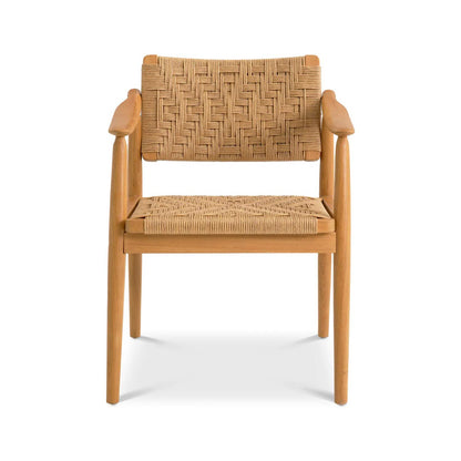 Teak Woven Rope Outdoor Dining Chair with Cushion