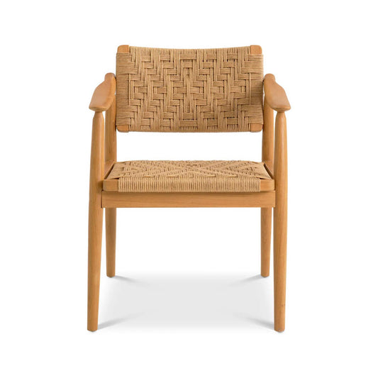 Teak Woven Rope Outdoor Dining Chair with Cushion