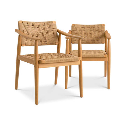 Teak Woven Rope Outdoor Dining Chair with Cushion
