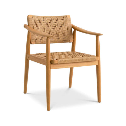 Teak Woven Rope Outdoor Dining Chair with Cushion