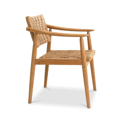 Teak Woven Rope Outdoor Dining Chair with Cushion