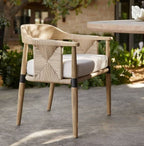 Teak Essstuhl mit Performance-Stoff