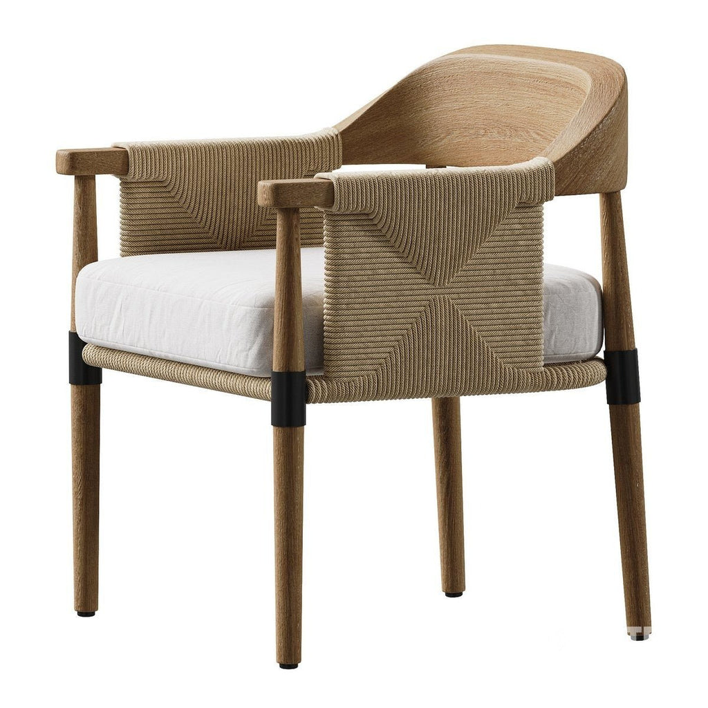 Teak Essstuhl mit Performance-Stoff