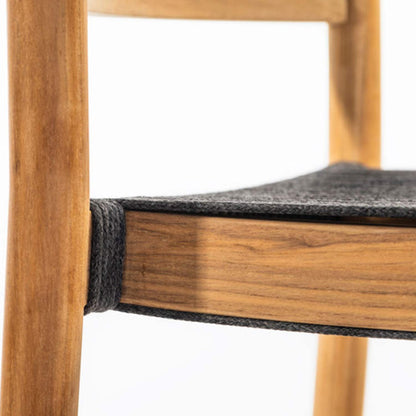 Upholstered Armless Teak Outdoor Bar Stool