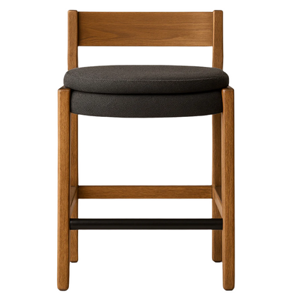 Upholstered Armless Teak Outdoor Bar Stool