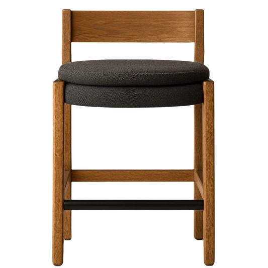 Upholstered Armless Teak Outdoor Bar Stool