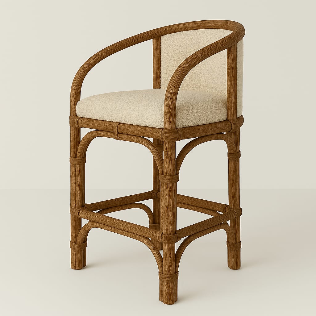Boucle & Rattan effect Counter & Bar Stool - Indoor and Outdoor use
