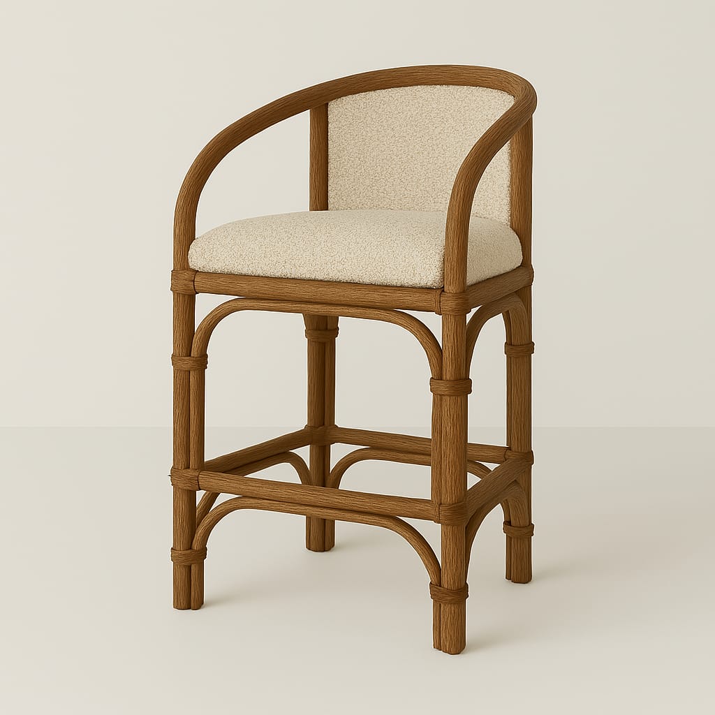 Boucle & Rattan effect Counter & Bar Stool - Indoor and Outdoor use