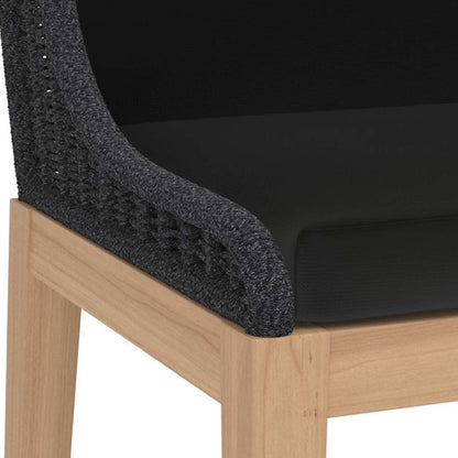 Upholstered Armless Teak Outdoor Bar Stool