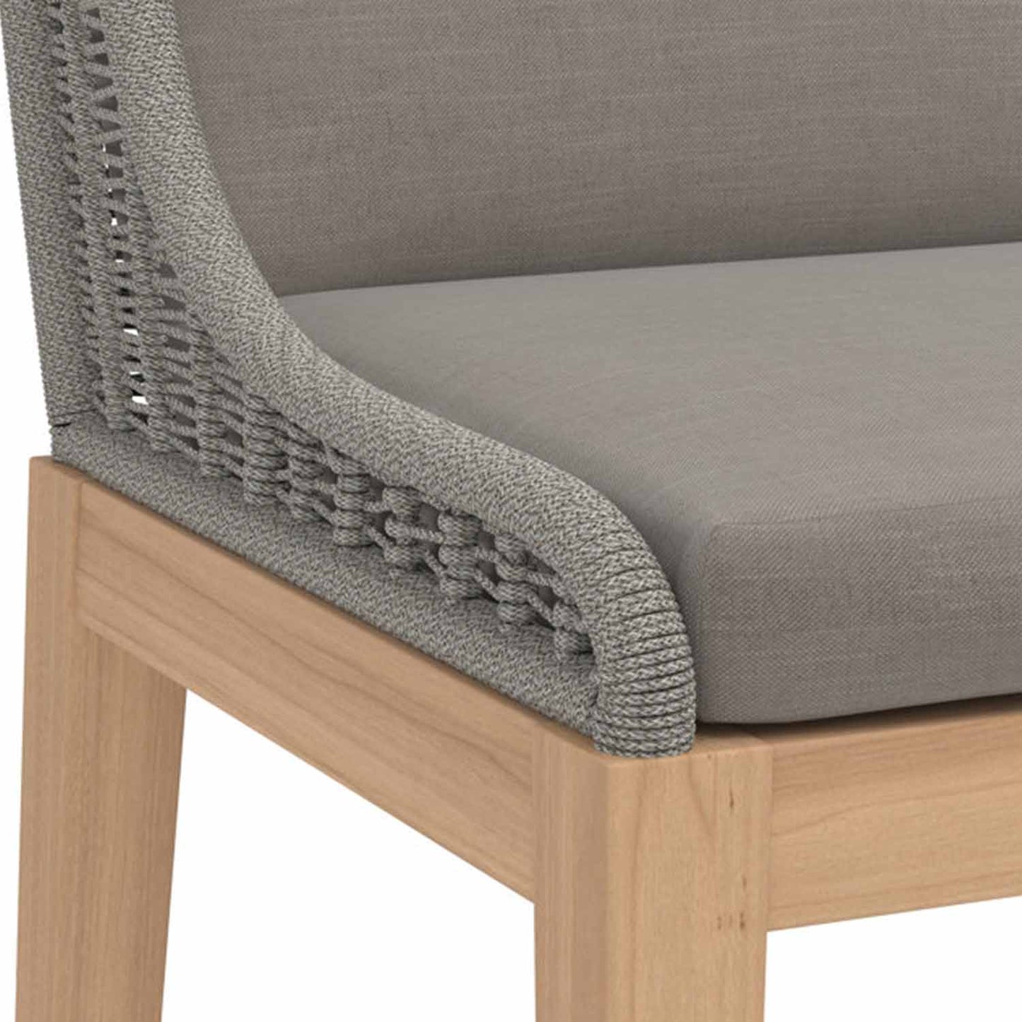 Upholstered Armless Teak Outdoor Bar Stool