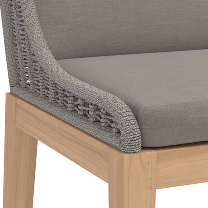 Upholstered Armless Teak Outdoor Bar Stool