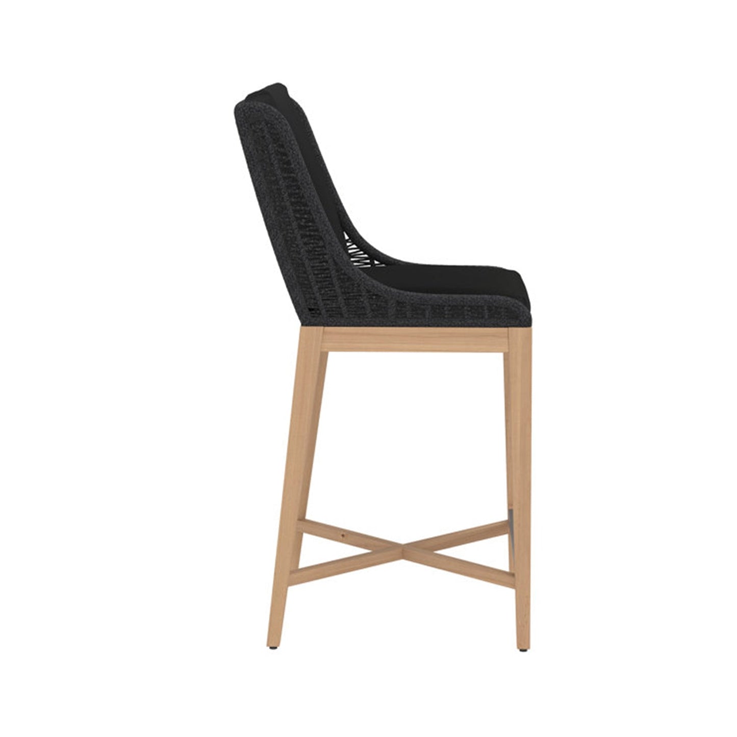 Upholstered Armless Teak Outdoor Bar Stool