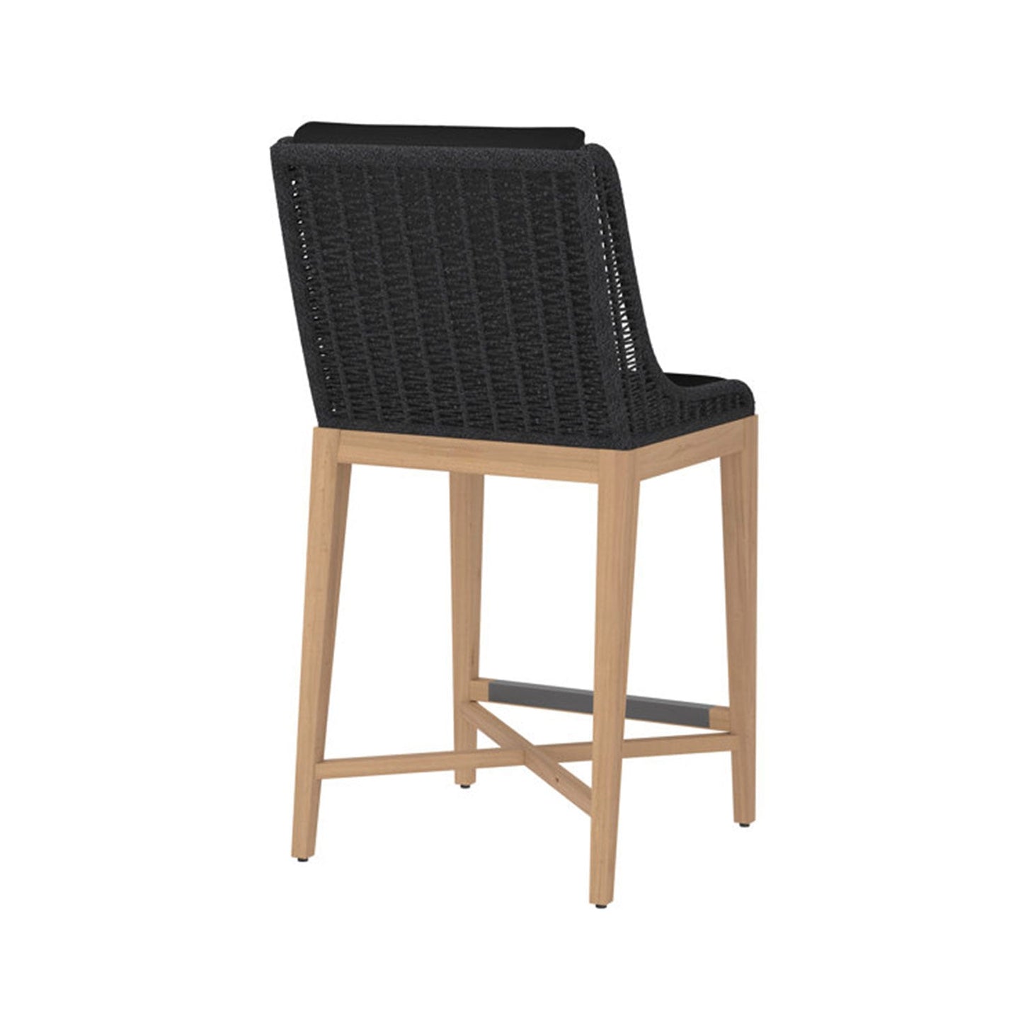 Upholstered Armless Teak Outdoor Bar Stool