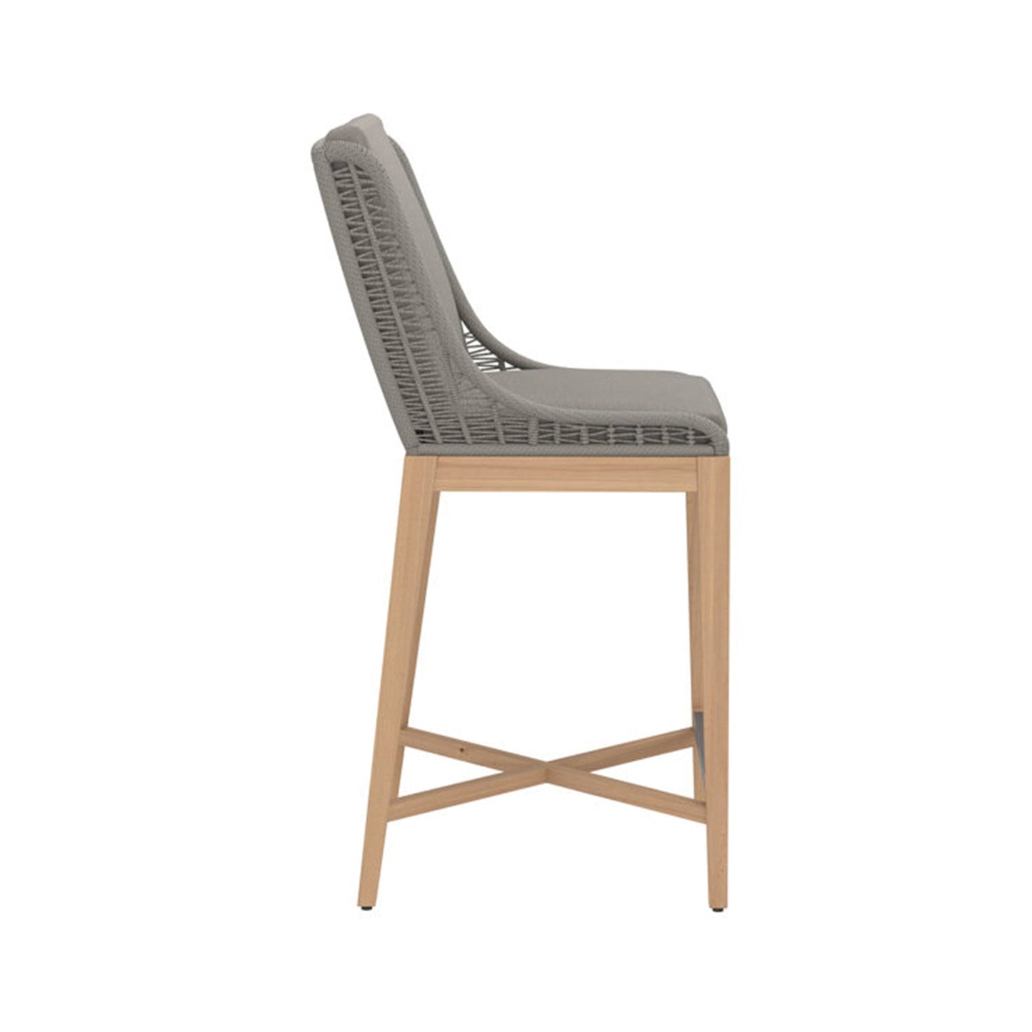 Upholstered Armless Teak Outdoor Bar Stool
