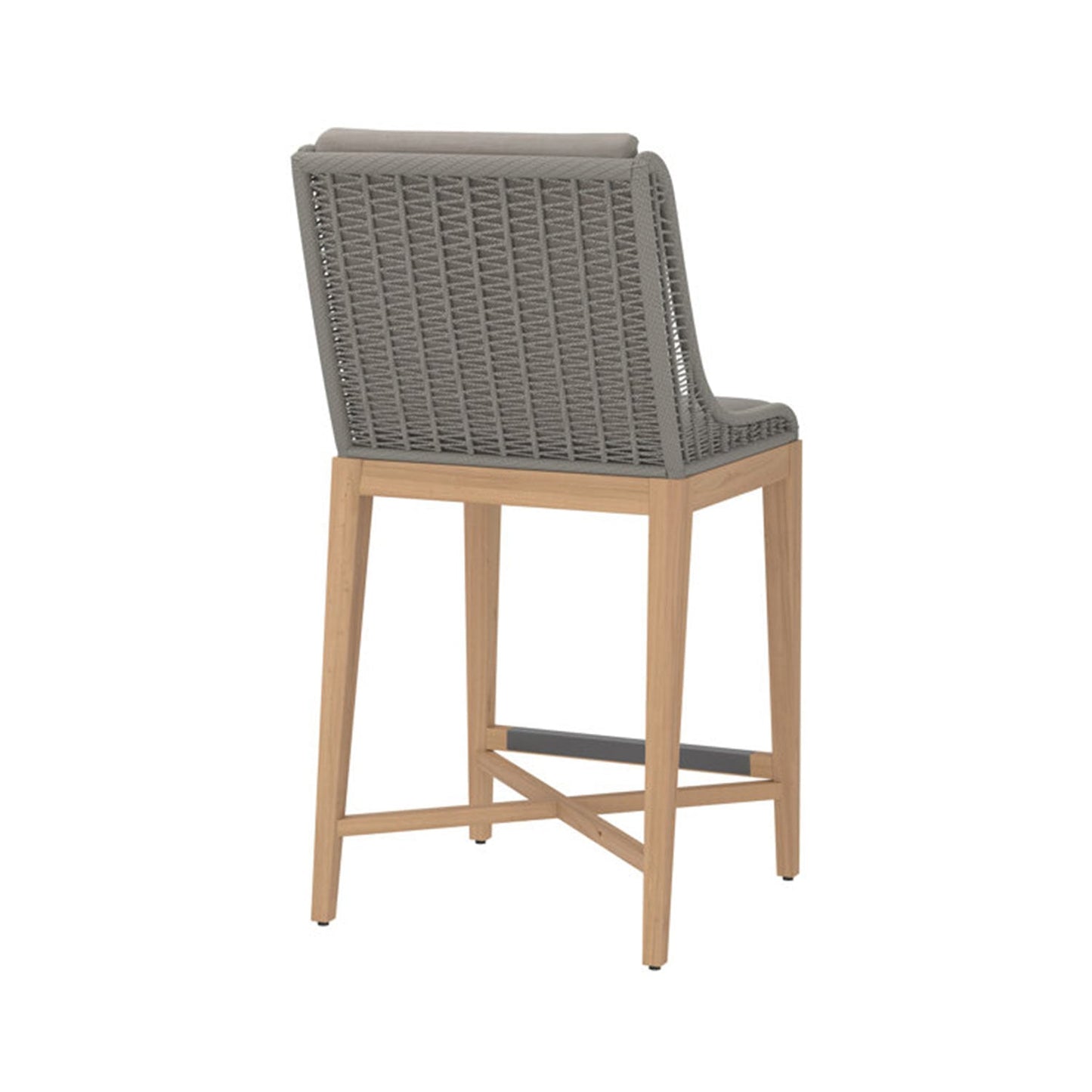 Upholstered Armless Teak Outdoor Bar Stool